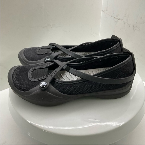 CROCS black Mary Janes ballet flats size 6 - Picture 3 of 8